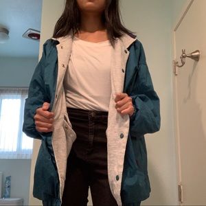 SOLD teal and gray reversible windbreaker jacket